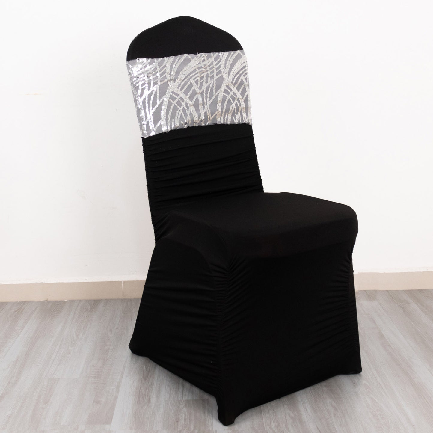 5 Pack Silver Wave Chair Sash Bands With Embroidered Sequins