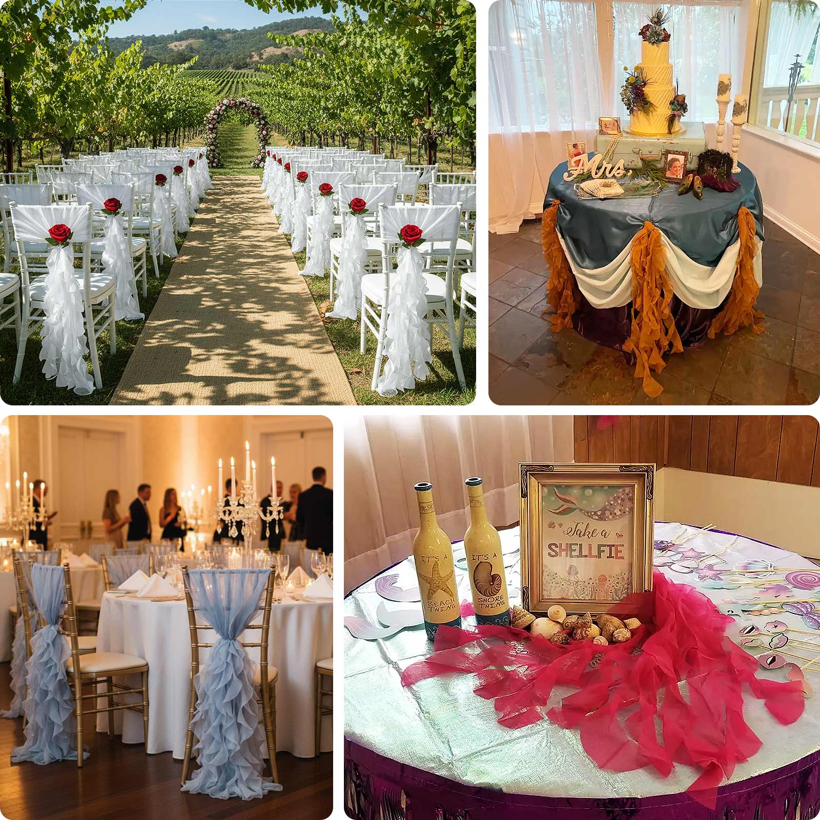 Chiffon Curly Chair Sash