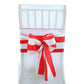 Red and white stripe satin chair sash for elegant decor. #whtbkgd