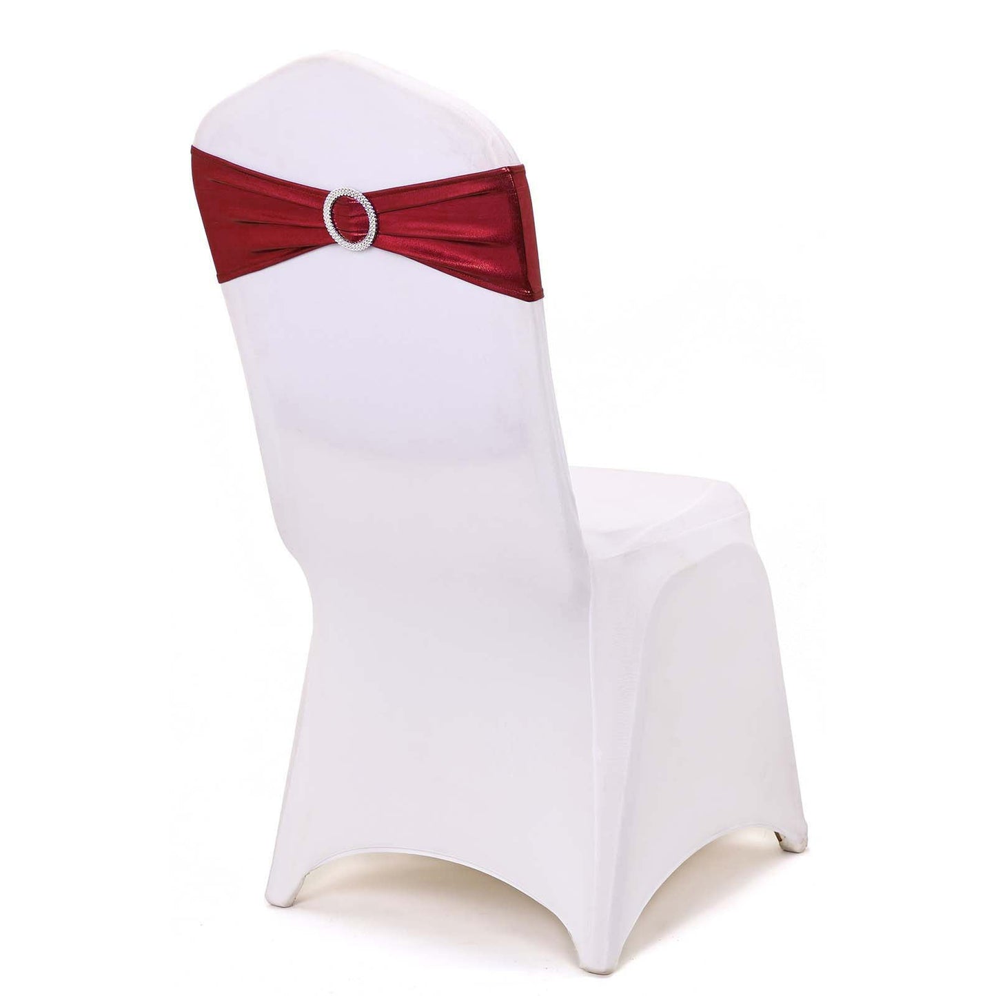 Burgundy Metallic Sashes and Diamond Buckle Chair Sash 5 Pack