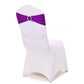 5 pack Metallic Purple Spandex Chair Sashes With Attached Round Diamond Buckles