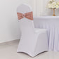 Rose gold shimmer tinsel chair sash with silver rhinestone buckle.