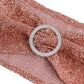Rose gold shimmer tinsel spandex stretch chair sash with silver rhinestone buckle.