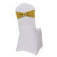 5 Pack Gold Shimmer Tinsel Spandex Stretch Chair Sashes With Round Silver Rhinestone Chair Buckles - 5"x12"