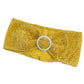 5 Pack Gold Shimmer Tinsel Spandex Stretch Chair Sashes With Round Silver Rhinestone Chair Buckles - 5"x12"