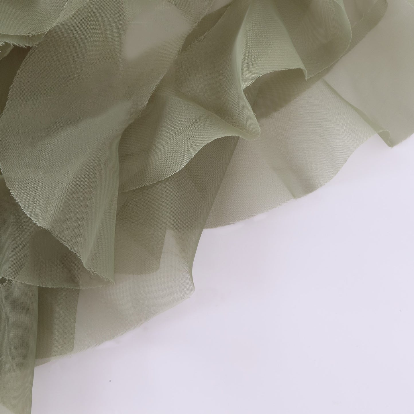 1 Set Dusty Sage Green Chiffon Hoods With Ruffles Willow Chair Sashes