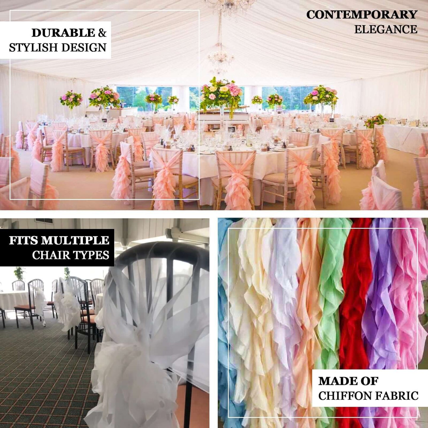 1 Set Olive Green Chiffon Hoods With Ruffles Willow Chiffon Chair Sashes