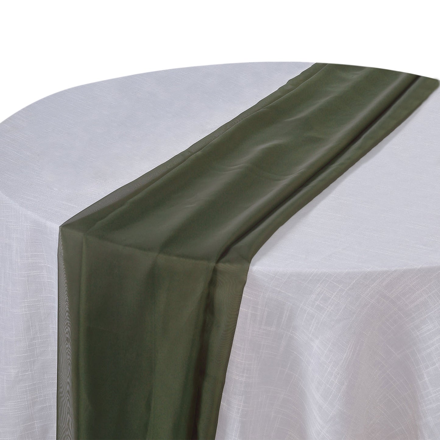 6ft Olive Green Premium Chiffon Table Runner