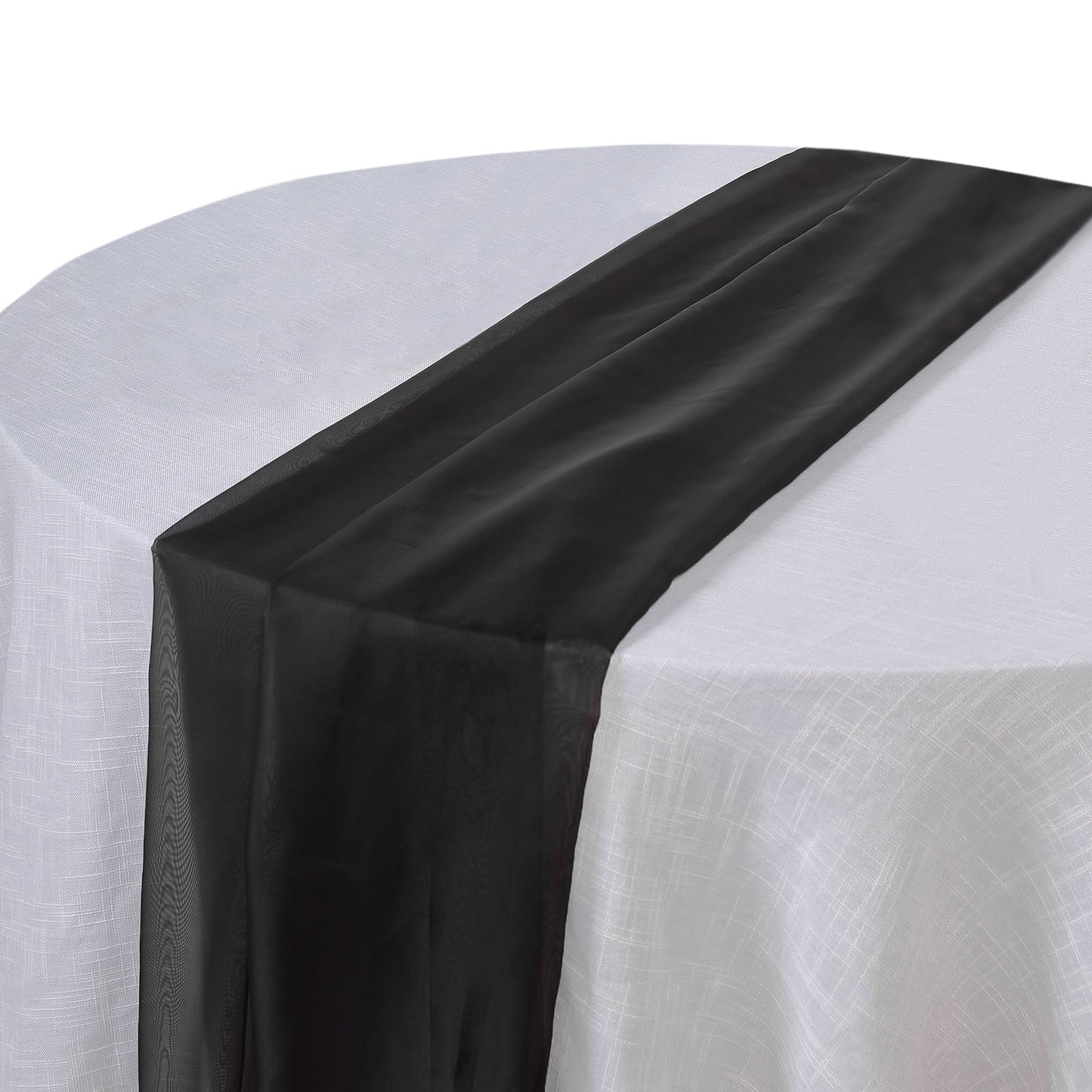 6ft Black Premium Chiffon Table Runner