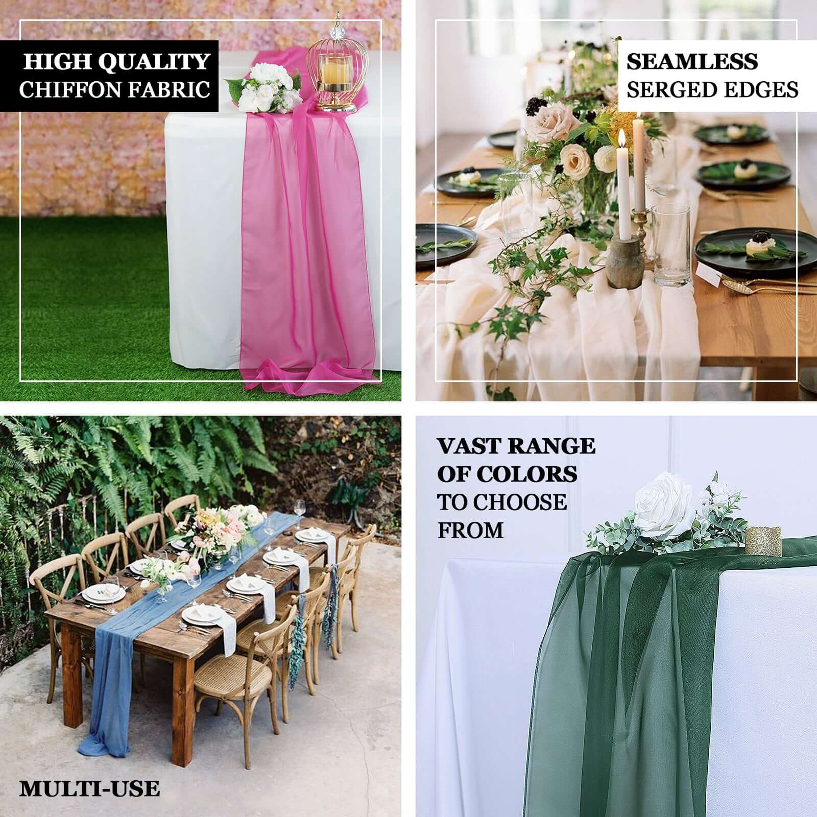 6ft Sage Green Premium Chiffon Table Runner