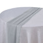 Silver chiffon table runner on a round table.