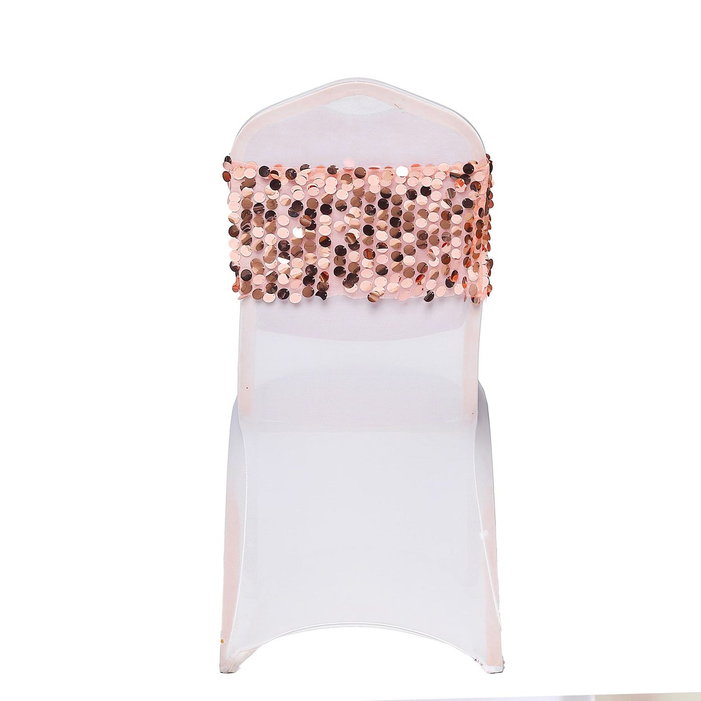 Blush Rose Gold Big Payette Sequin Round Shaped Chair Sashes 5 Pack