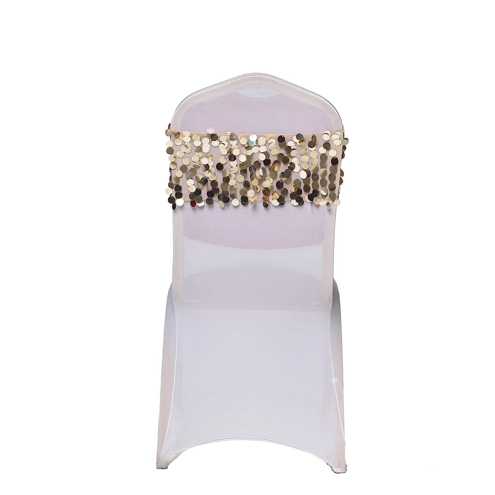 5 pack - Champagne - Big Payette Sequin Round Chair Sashes