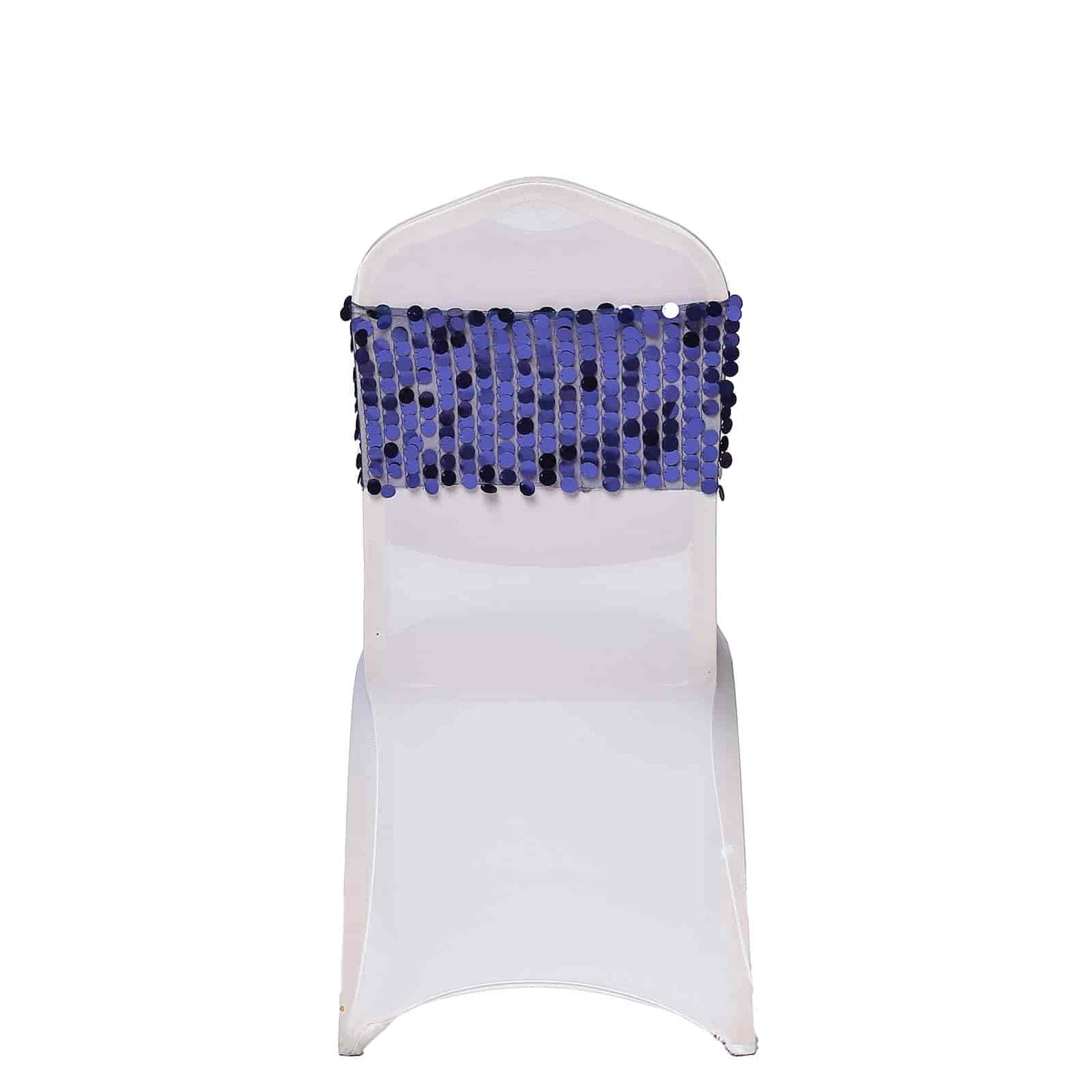 Big Payette Sequin Navy Blue Chair Sashes in Round Shape 5 Pack