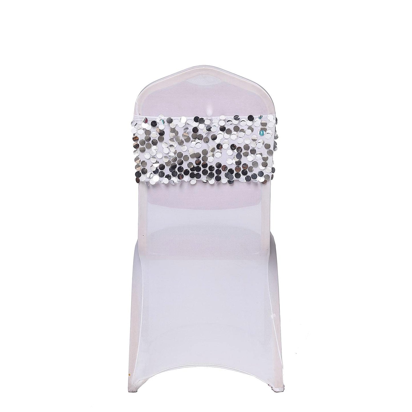5 pack - Silver - Big Payette Sequin Round Chair Sashes
