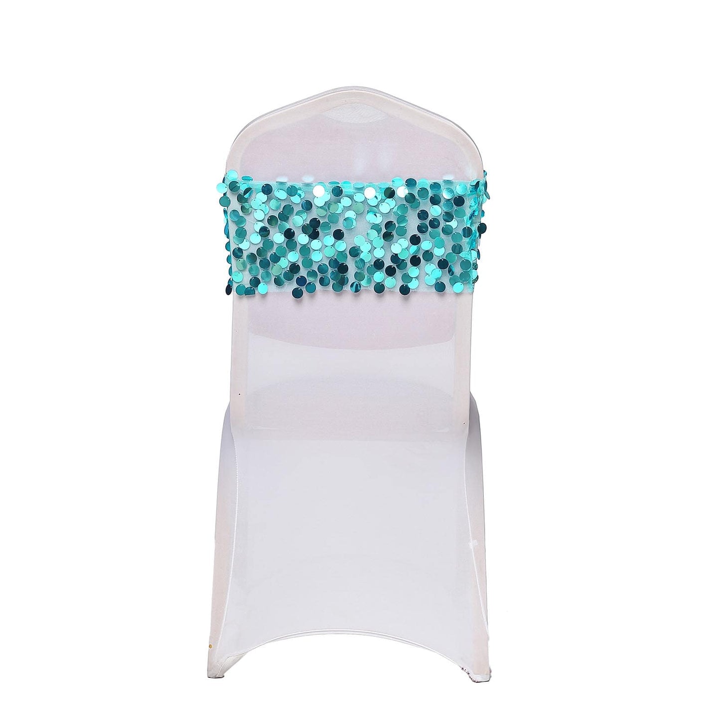 5 pack - Turquoise - Big Payette Sequin Round Chair Sashes