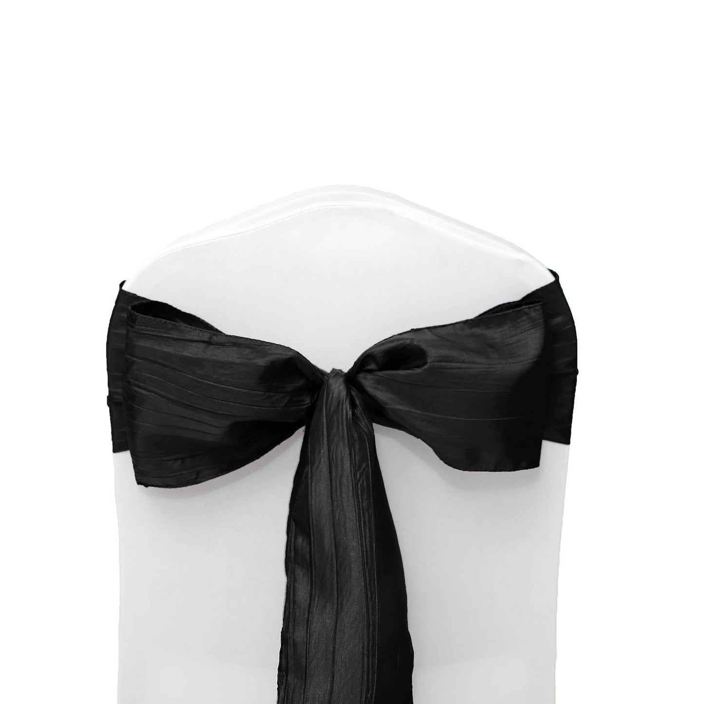 5 Pack Black Accordion Crinkle Taffeta Chair Sashes 6 Inch x 106 Inch