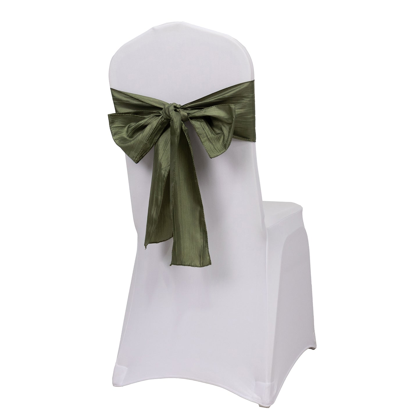 5 Pack Dusty Sage Green Accordion Crinkle Taffeta Chair Sashes - 6"x106"