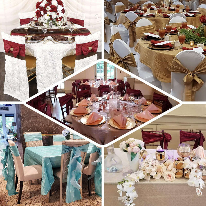 5 Pack | Purple Accordion Crinkle Taffeta Chair Sashes - 6"x106"