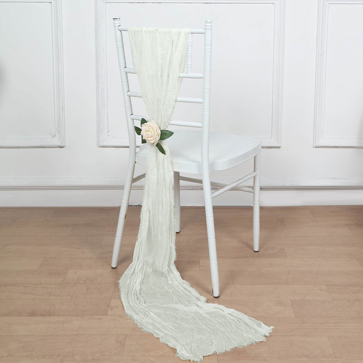 5 Pack | Ivory Gauze Cheesecloth Boho Chair Sashes