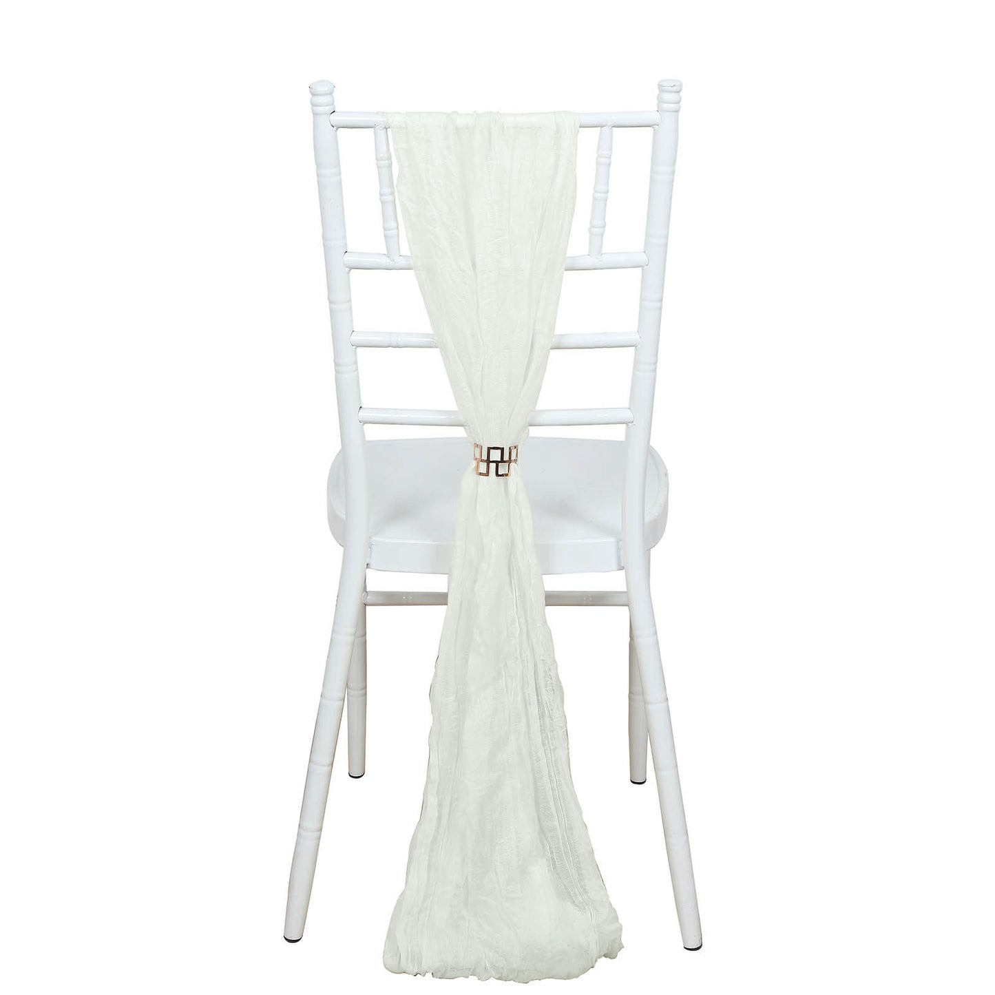 5 Pack | Ivory Gauze Cheesecloth Boho Chair Sashes - 16" x 88"