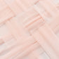 Blush shimmer sheer table runners in a woven pattern.