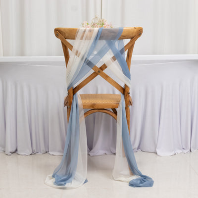 20-Pack Sheer Chair Sash in Dusty Blue Ivory