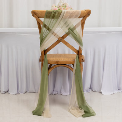 20-Pack Sheer Chair Sash in Dusty Sage Green & Beige