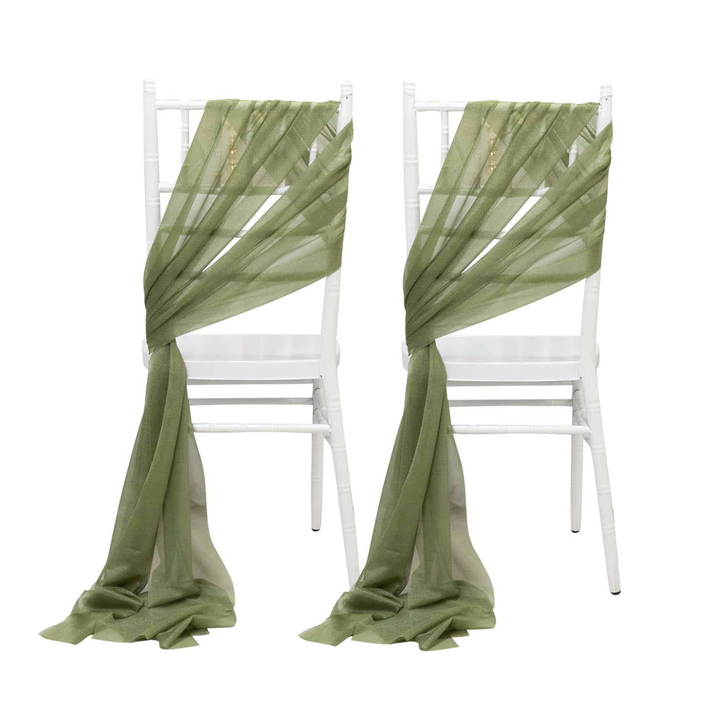 20-Pack Sheer Chair Drape Decor in Dusty Sage Green – 9ft Shimmer Sash, Wrinkle-Free