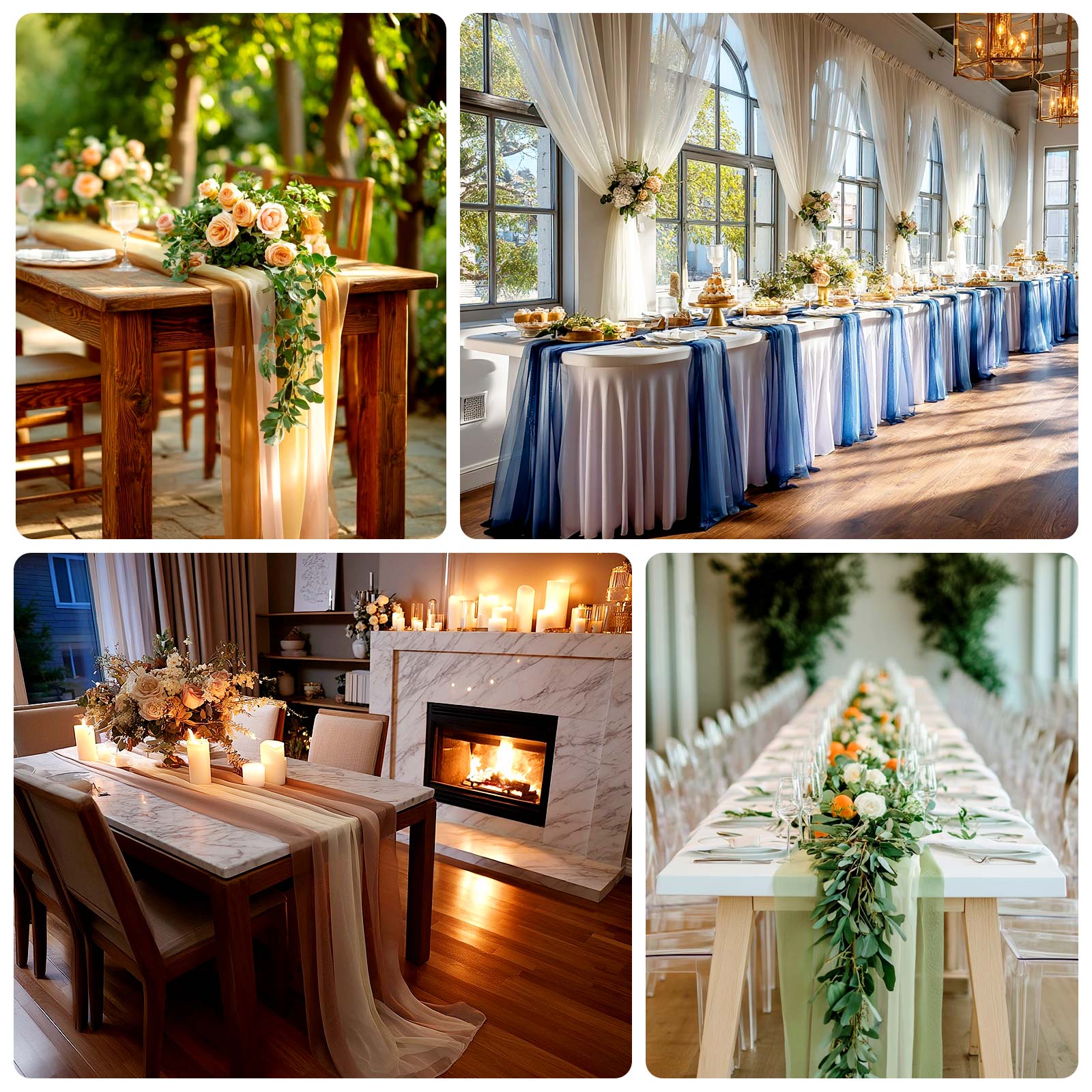 20-Pack 9ft Sheer Table Runners – Shimmer Sheer Drapes, Wrinkle-Free