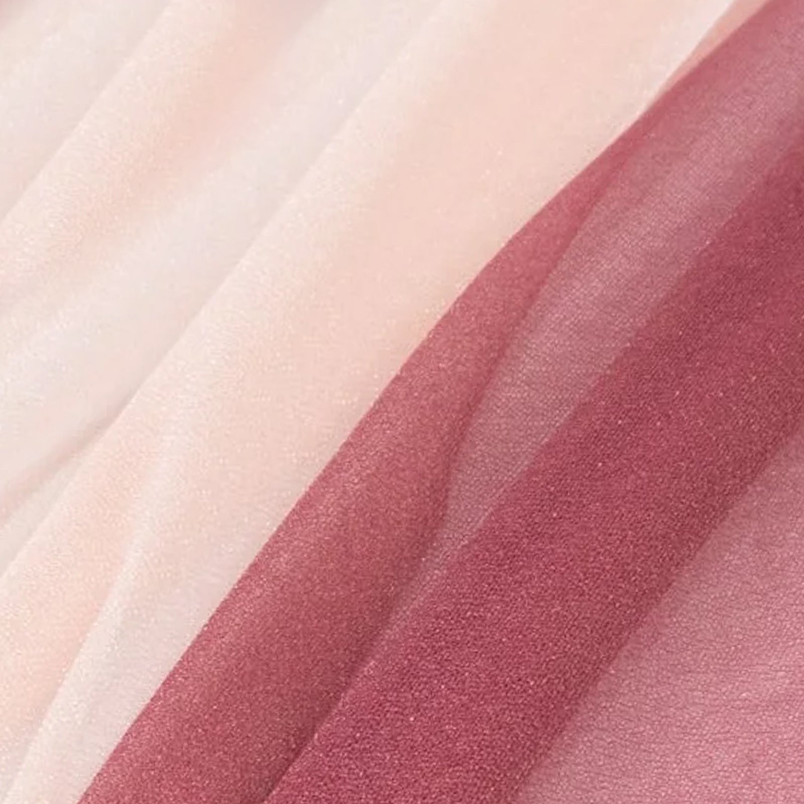 Mauve and blush sheer chair drape decor in a shimmering, wrinkle-free design. #whtbkgd