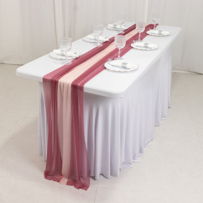 20-Pack Sheer Chiffon Table Runners Cinnamon Rose & Blush