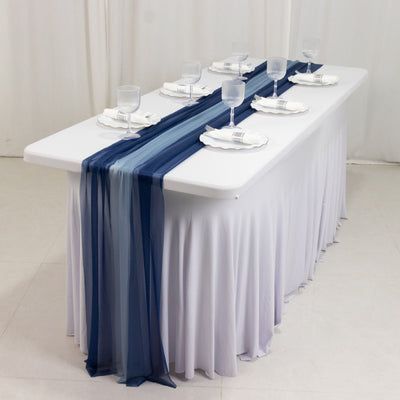 20-Pack Sheer Chiffon Table Runners Navy Blue & Dusty Blue