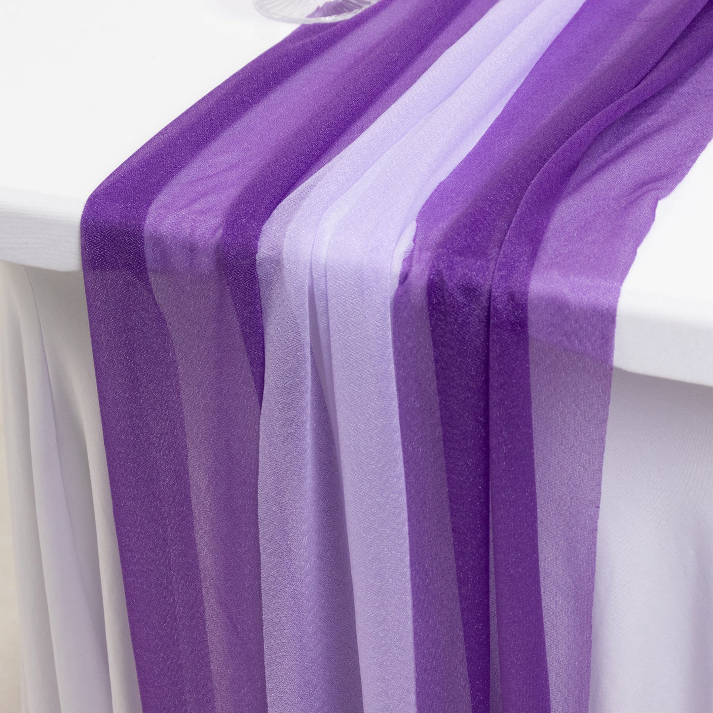 20-Pack 9ft Sheer Table Runners – Purple/Lavender Lilac Shimmer Sheer Drapes, Wrinkle-Free