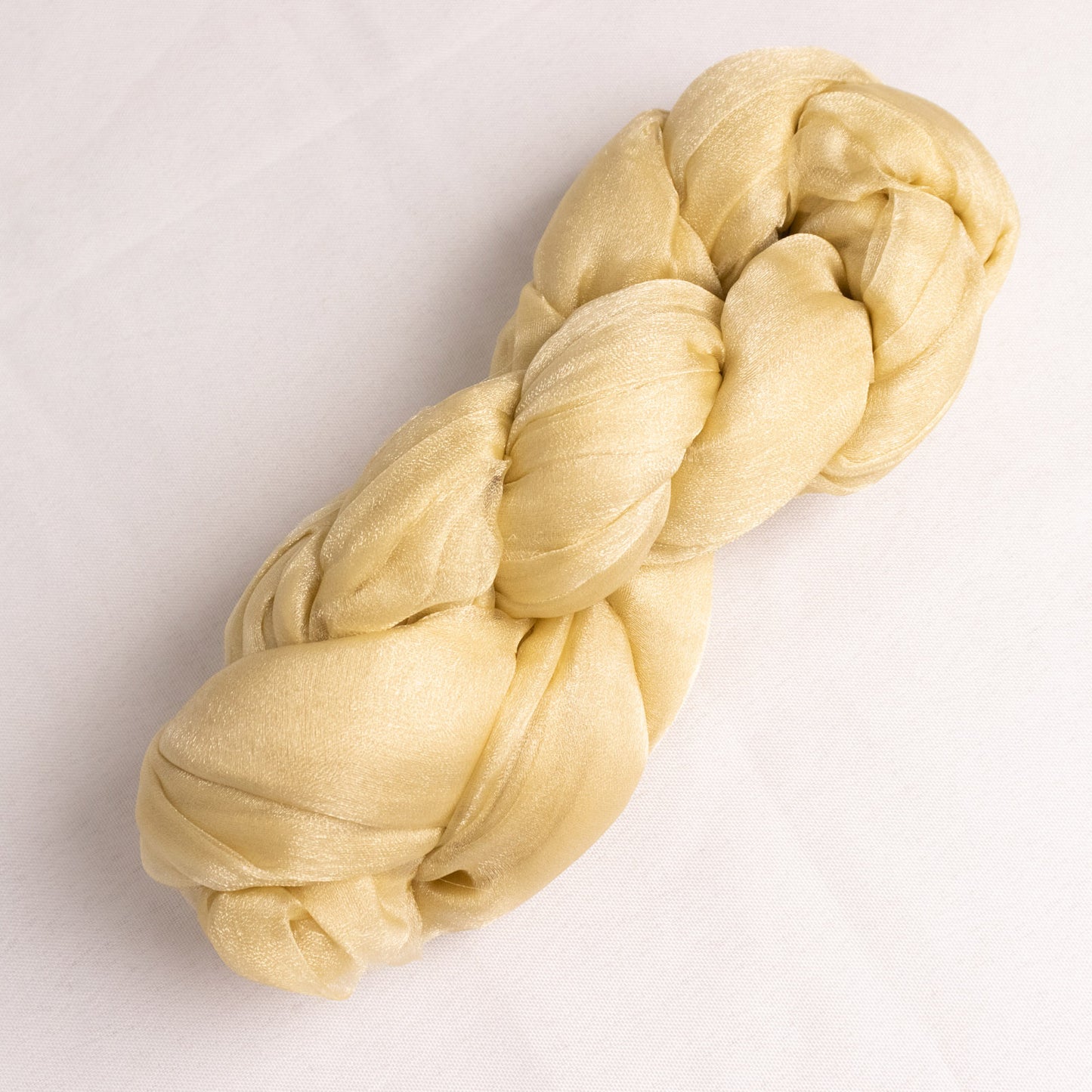Champagne sheer crinkled organza chair sash, 5-pack, premium shimmer chiffon.