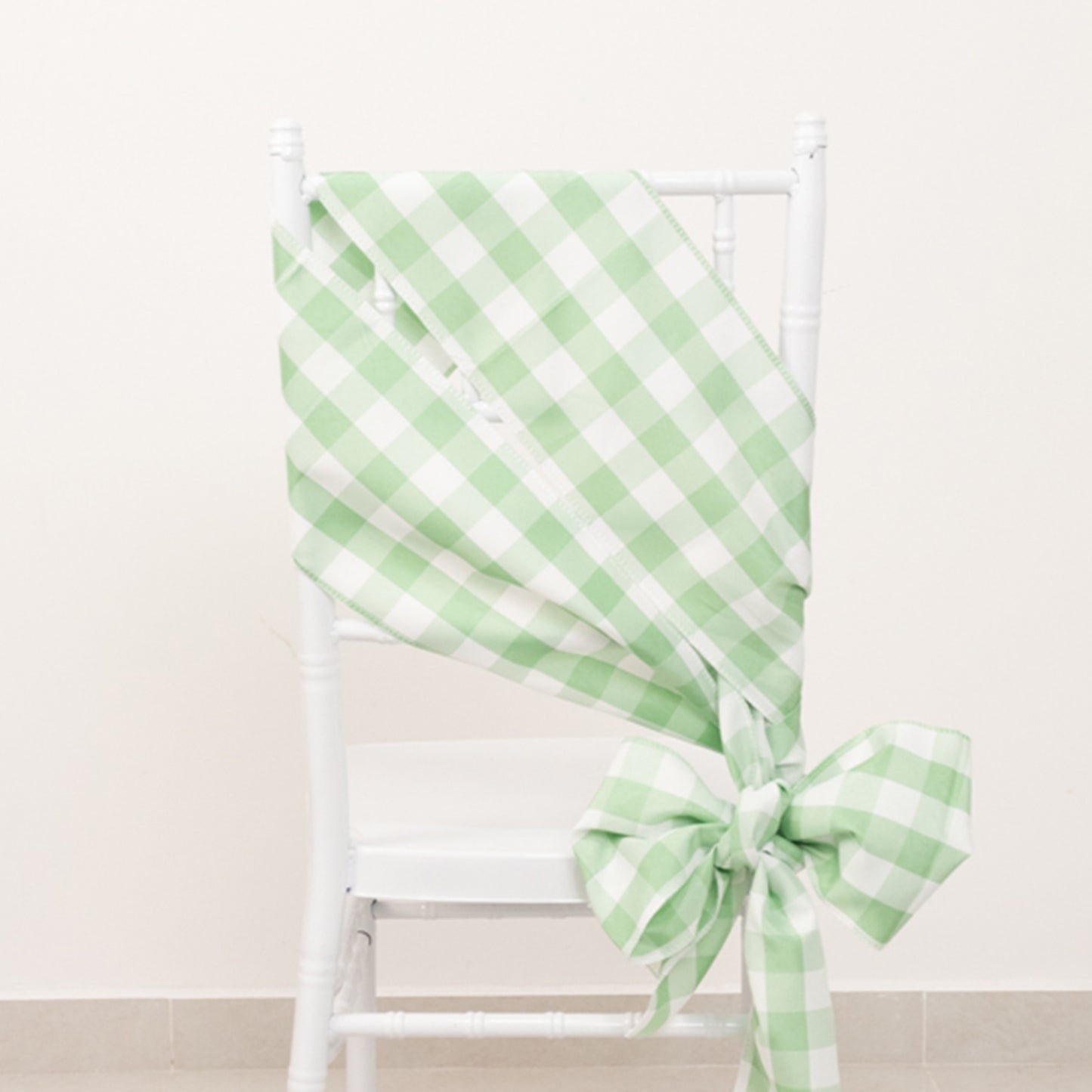 5 Pack 6"x108" Sage Green White Buffalo Plaid Checkered Chair Sashes