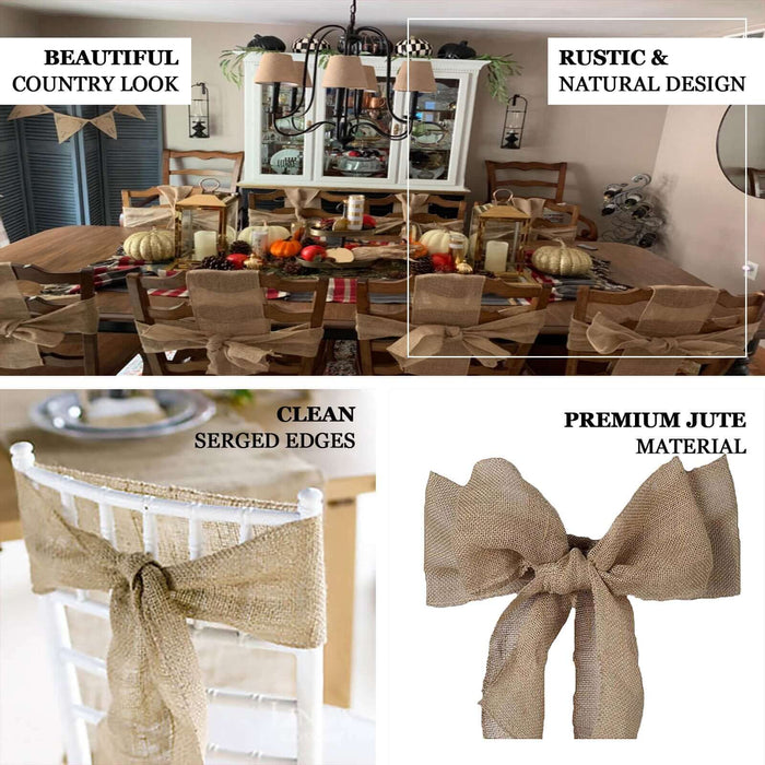 Premium Natural Rustic Burlap Jute Chair Sash