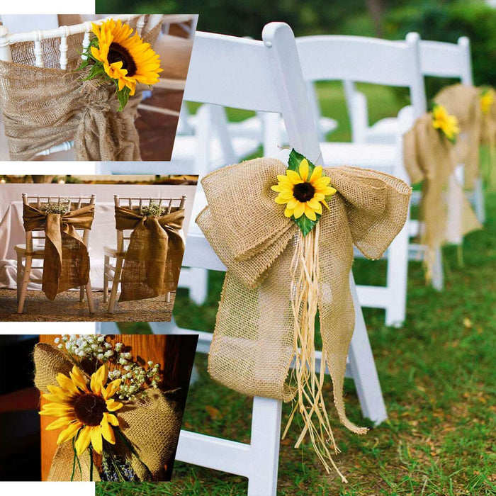 Premium Natural Rustic Burlap Jute Chair Sash