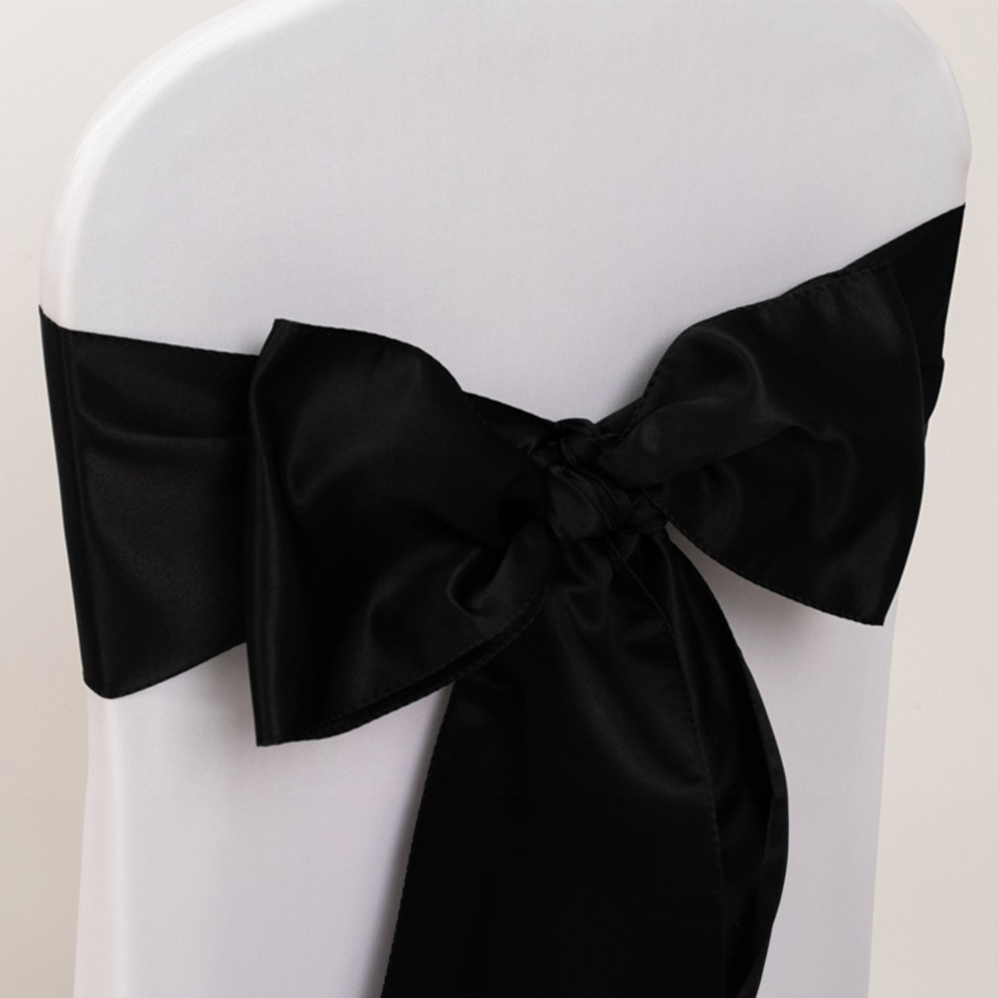 5 Pack Black Lamour Satin Chair Sashes, Chair Bows - 6"x106"