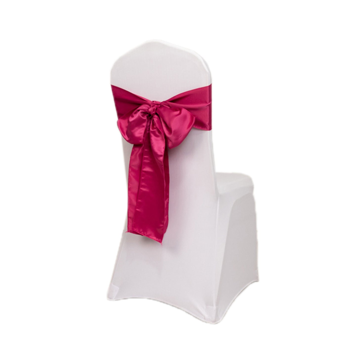 5 Pack Fuchsia Lamour Satin Chair Sashes, Chair Bows - 6"x106"