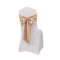 Nude satin chair sashes with bows for elegant decor.
