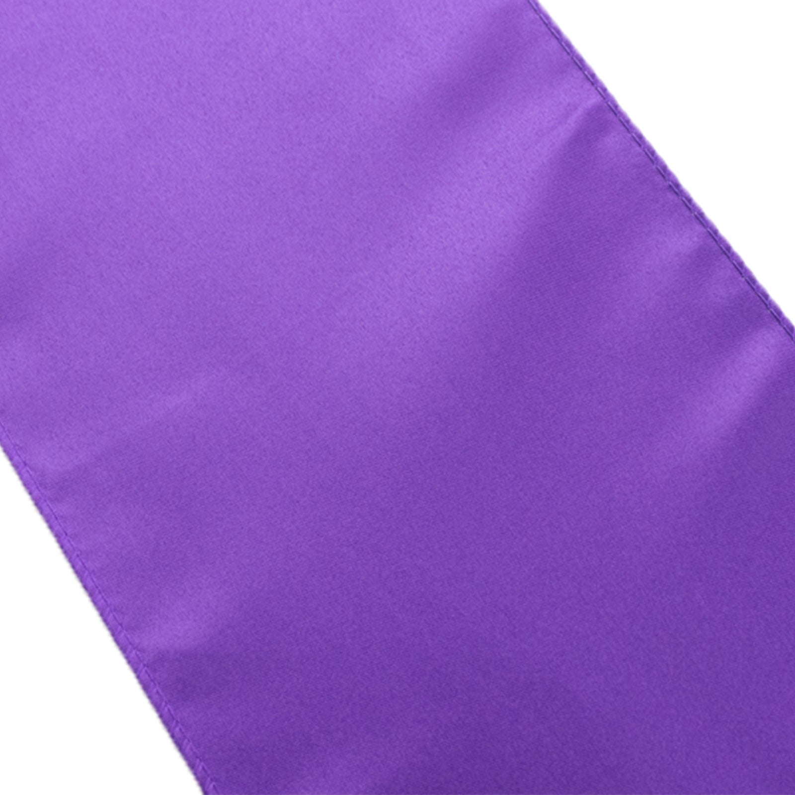 Purple satin chair sashes, 6"x106", perfect for elegant events.