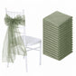20 Pack Organza Chair Sashes Dusty Sage Green 6"x108" – Reusable Sheer Wedding Chair Bows