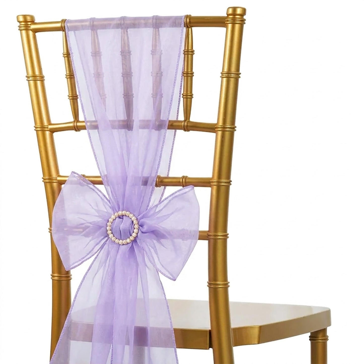 20 Pack Organza Chair Sashes Lavender Lilac 6"x108" – Reusable Sheer Wedding Chair Bows