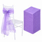 Purple organza chair sashes for weddings, 20 pack, 6"x108".
