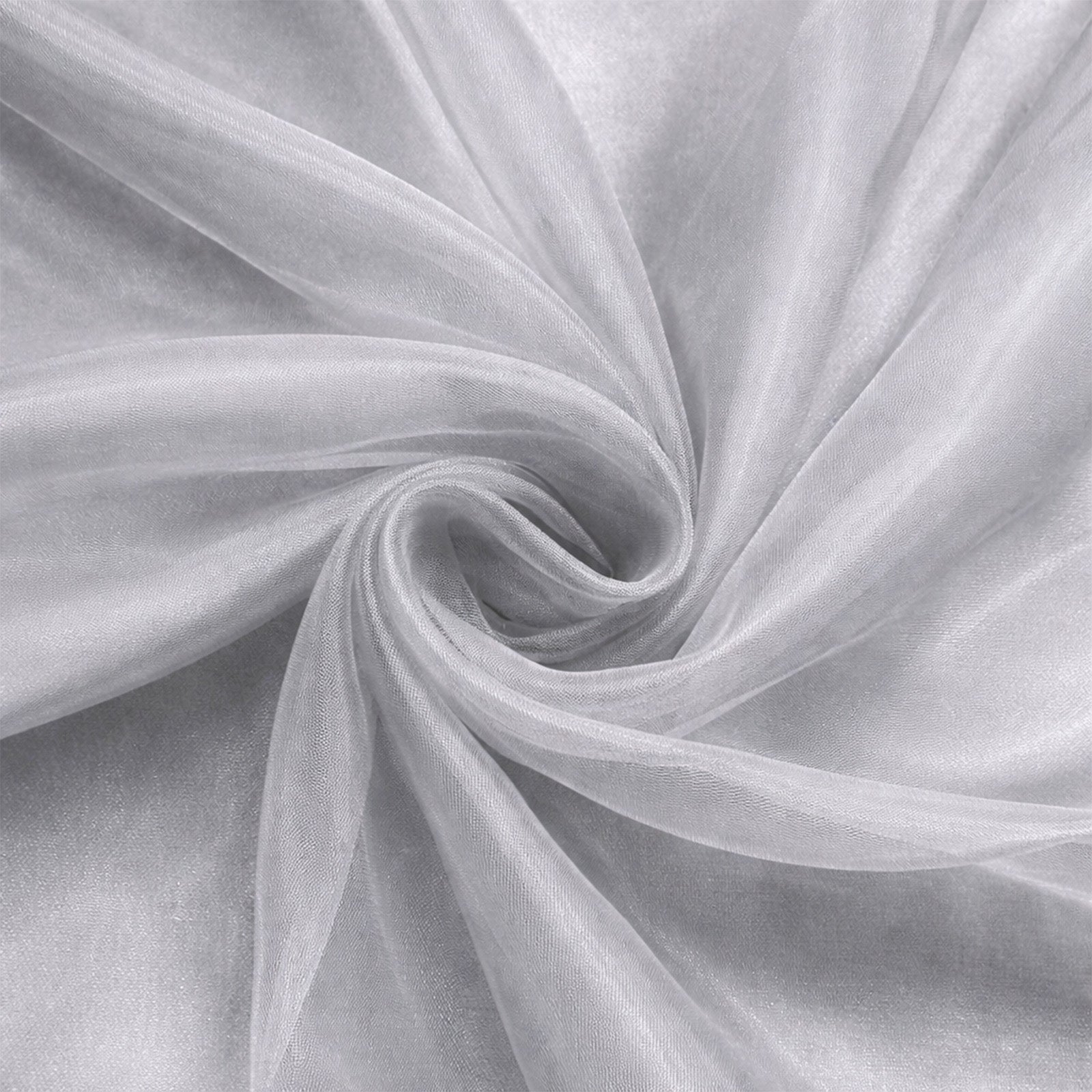 Silver organza chair sashes, 6"x108", perfect for weddings and events.