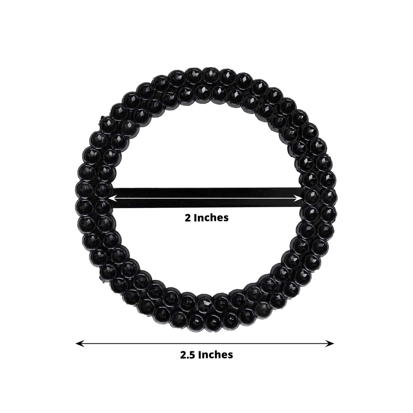 20 Pack 2.5" Black Diamond Circle Napkin Ring Pin Brooch, Rhinestone Chair Sash Bow Buckle