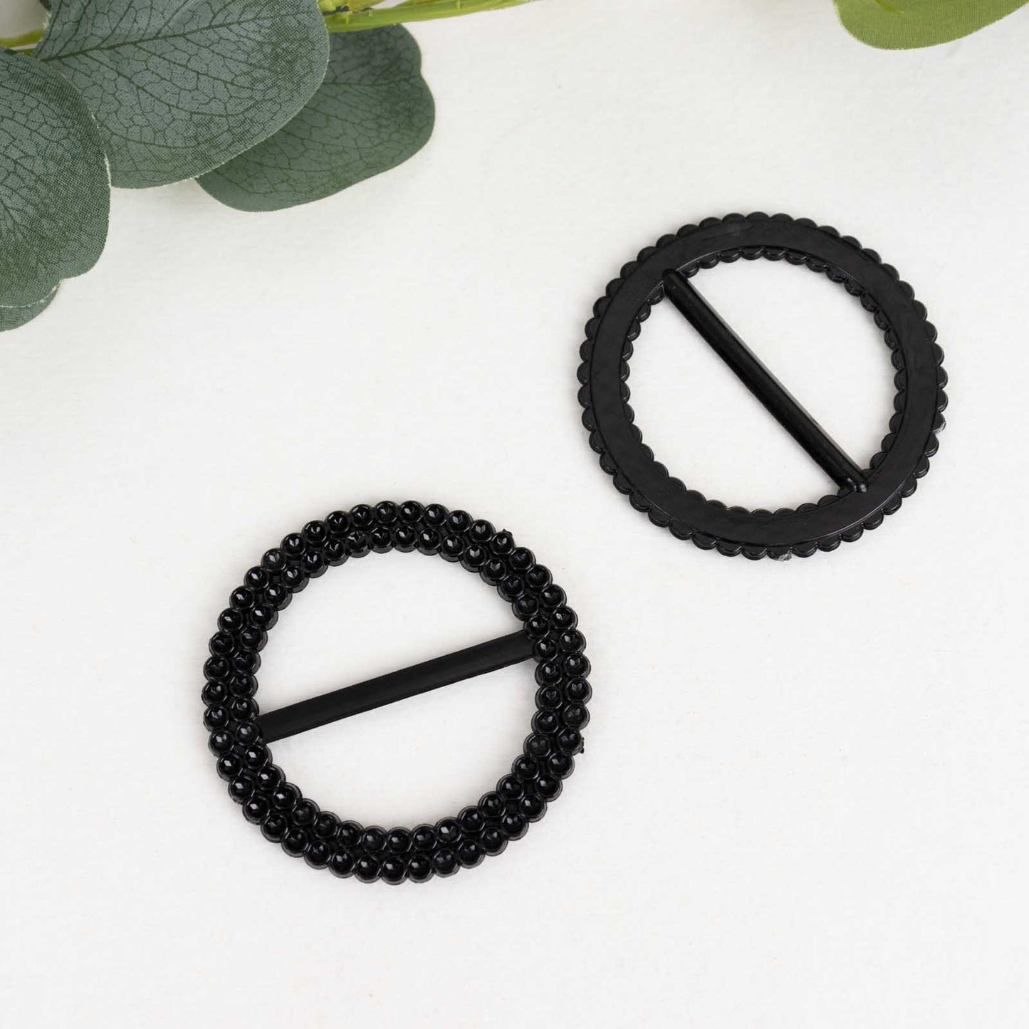 20 Pack 2.5" Black Diamond Circle Napkin Ring Pin Brooch, Rhinestone Chair Sash Bow Buckle