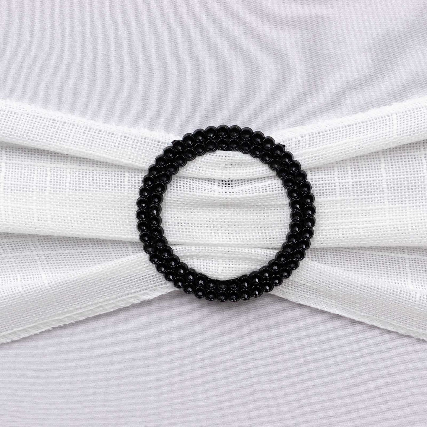 20 Pack 2.5" Black Diamond Circle Napkin Ring Pin Brooch, Rhinestone Chair Sash Bow Buckle