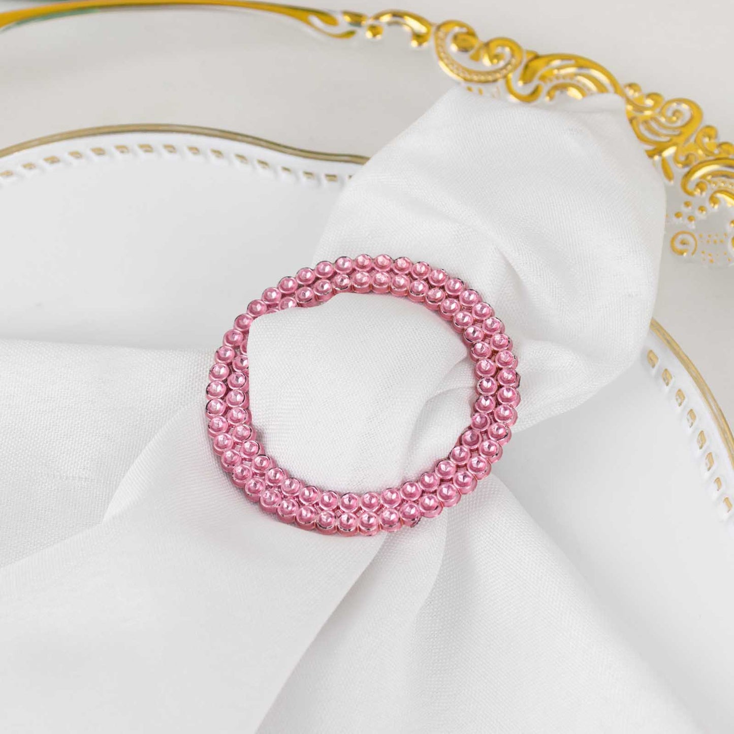 20 Pack 2.5" Pink Diamond Circle Napkin Ring Pin Brooch, Rhinestone Chair Sash Bow Buckle